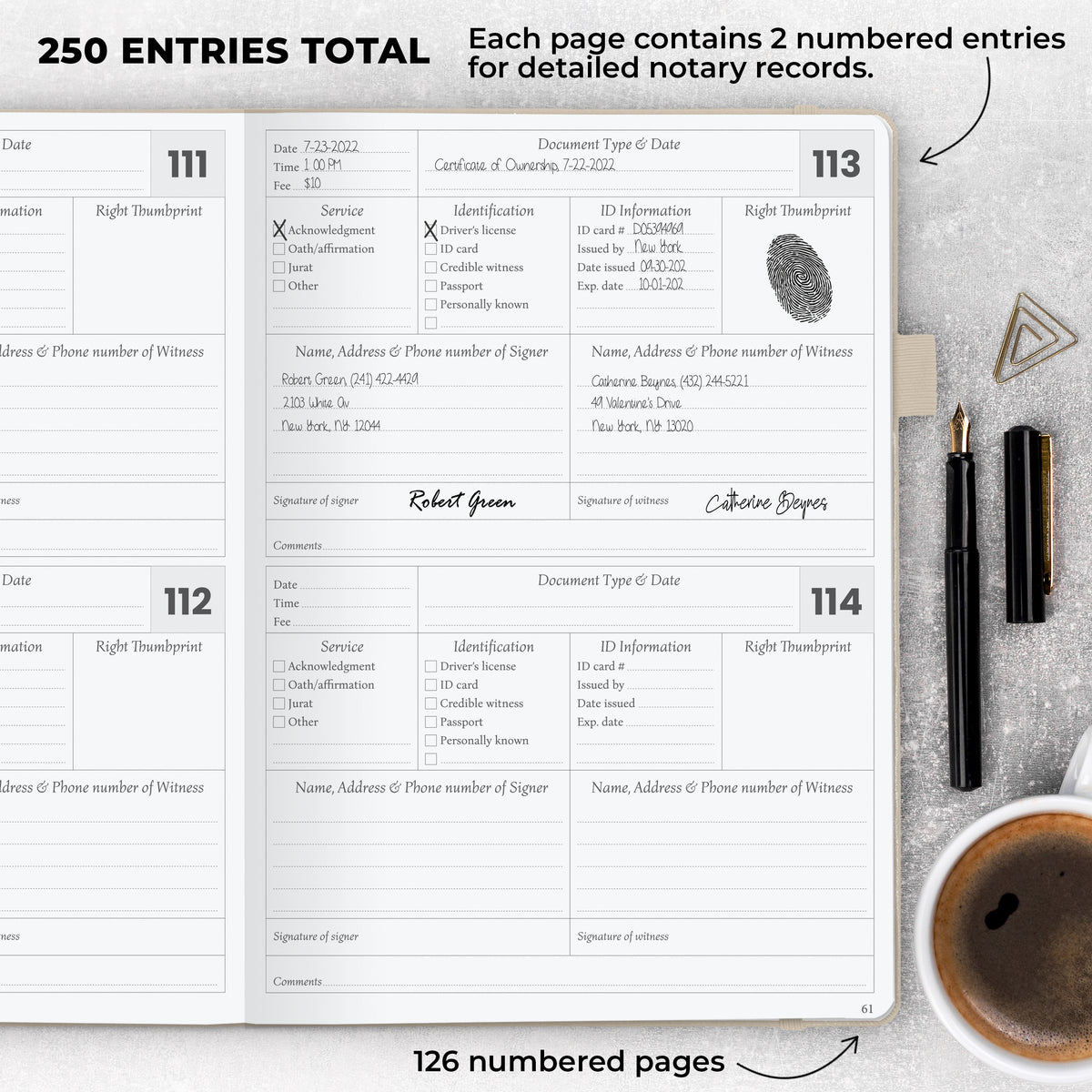 Notary Journal Legend