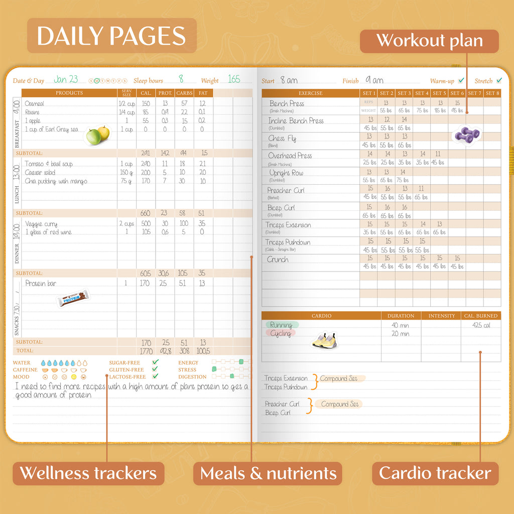 Diario Dimagrante Per Donne - Planner Alimentare E Fitness Per Obiettivi Di Peso - Foto 10