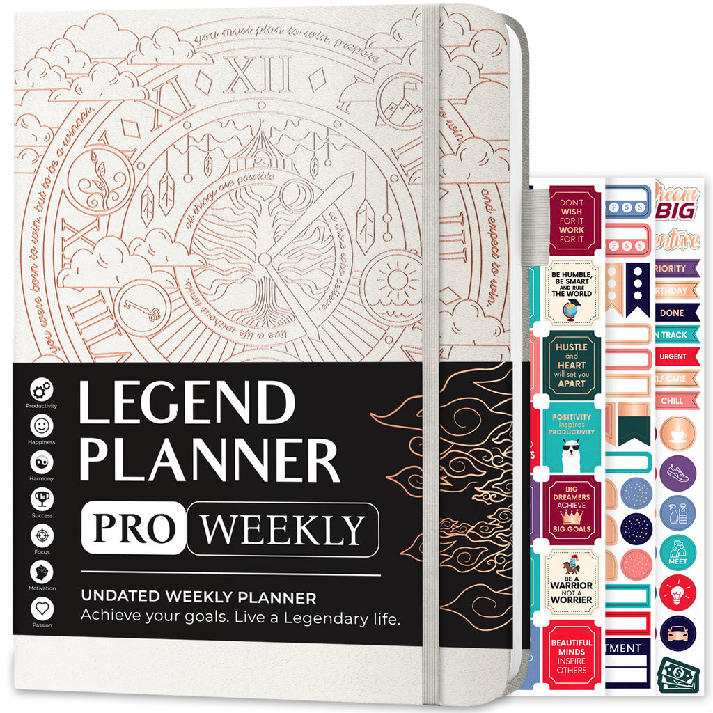 Legend Planner PRO – Deluxe Weekly & Monthly Life Planner to Increase  Productivity and Hit Your Goals. Time Management Organizer Notebook –  Undated –