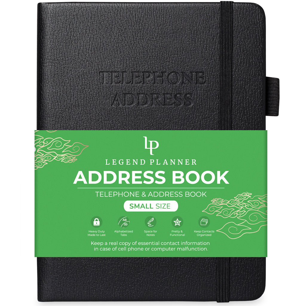 Contact Book: Black Cover Minimalistic Address Log Book - 120 6x9 Pages  Including Name, Email, Address, Phone and Notes
