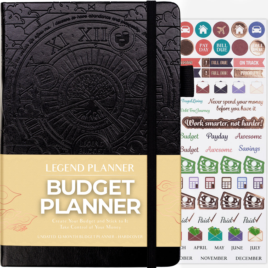 Budget Planner & Budget Book - 12-Month Finance Planner, Monthly Bill Organizer, Budget, Debt, Saving & Expense Tracker with Budget Stickers - Track