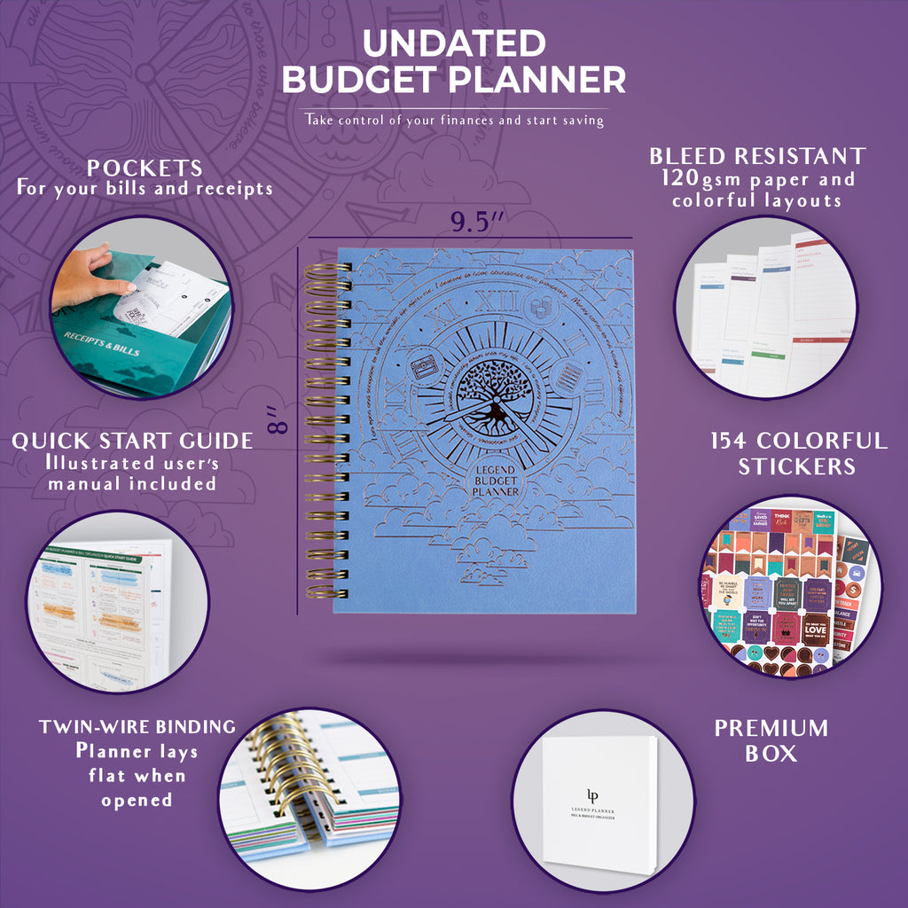 Budgetplanner, Franse A6, geldorganizer, budgetplanner met 12 bindervakken, 12 budgetbladen, Duits, spaarboek voor reizen, dagboek en cadeau